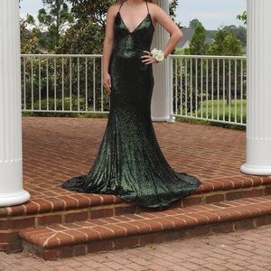 Green Sequin Prom Dress